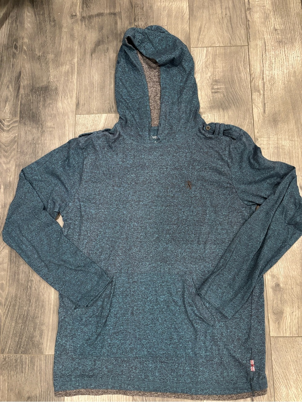 Men's Teal-Blue Hooded Pullover